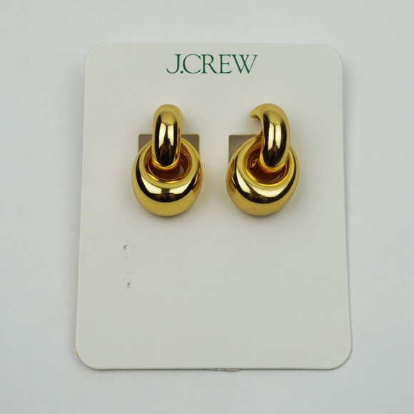 New JCREW Rounded Chainlink Earrings in Shiny Matte Gold $49 BX849 - Picture 4 of 4